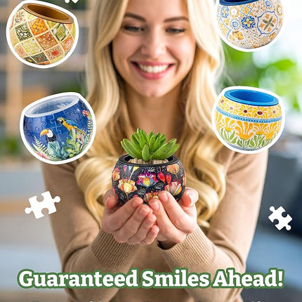 PieceRelax 3D Puzzle Planter 80 Pieces - Flower Pot - Hello Pumpkin Season, Home Decor Flower Pots for Indoor Cactus, Succulents Pots [K1107]