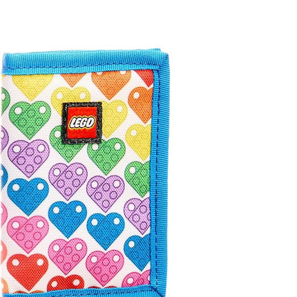 LEGO Trifold Wallet, Kids Unisex Wallet for Boys and Girls, with Clear ID Window, Card and Cash Pockets and Secure Hook and Loop Closure, Rainbow Hearts