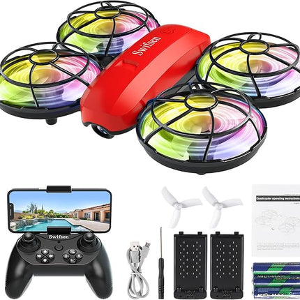 Drone with Camera for Kids and Beginner,Birthday Gift Toy for Boys and Girl,Indoor Quadcopter Plane for Boy,Small Helicopter with Auto Hovering, 3D Flips, Headless Mode,2 Batteries