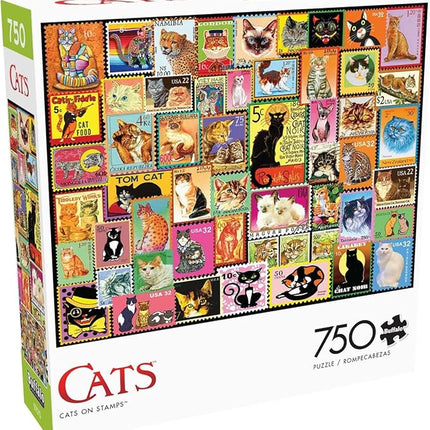 Buffalo Games - Lewis T. Johnson - Cats on Stamps - 750 Piece Jigsaw Puzzle for Adults -Challenging Puzzle Perfect for Game Nights - Finished Size is 24.00 x 18.00