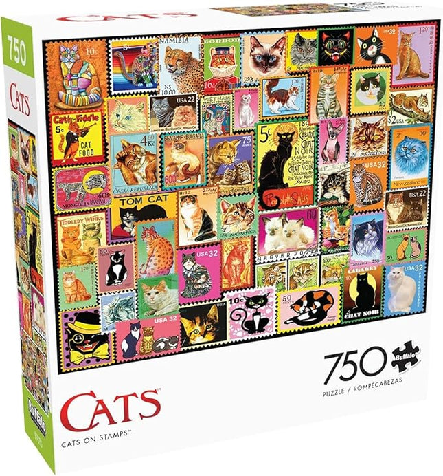 Buffalo Games - Lewis T. Johnson - Cats on Stamps - 750 Piece Jigsaw Puzzle for Adults -Challenging Puzzle Perfect for Game Nights - Finished Size is 24.00 x 18.00