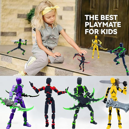 2 Packs T13 Action Figure Set (Assembly Completed) - Titan 13 Robot Movable, 3D Printed Articulated, Full Body Mechanical Doll - Christmas Birthday Gift for Kids Adult (G+P)