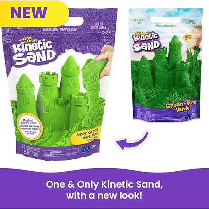 Kinetic Sand, 2.5lbs Green Play Sand, Amazon Exclusive, Resealable Bag (Packaging May Vary), Sensory Toys, Holiday Gifts & Stocking Stuffers for Kids Ages 3 and up
