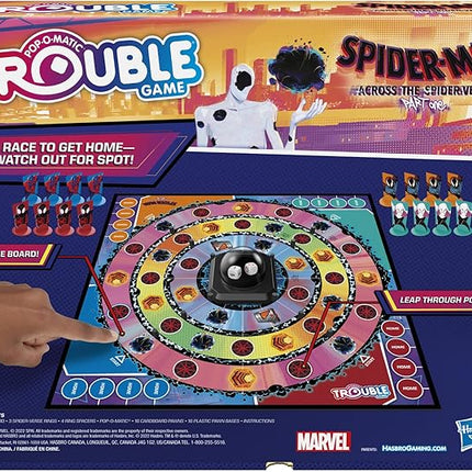Hasbro Gaming Trouble: The Spider-Verse Edition for Marvel Fans, Ages 8+, Game for 2-4 Players, with Rotating Board