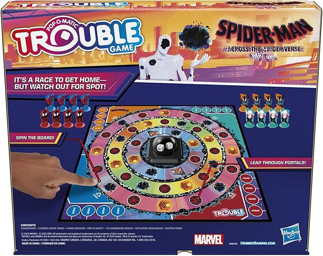 Hasbro Gaming Trouble: The Spider-Verse Edition for Marvel Fans, Ages 8+, Game for 2-4 Players, with Rotating Board