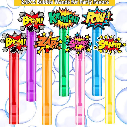 24PCS Bubble Wands Toys for Kids Hero Birthday Party Favors Supplies Decorations, Classroom Prizes, Pinata Fillers, Goodie Bag Stuffers Gifts, Easter Fillers