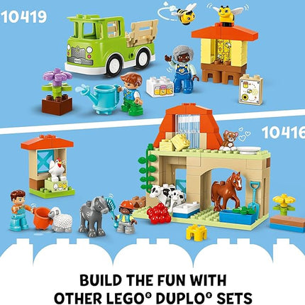 LEGO DUPLO Town Caring for Bees & Beehives Preschool Kids’ Learning Toy, 2 Figures and a Drivable Truck, STEM Toy, Build-and-Rebuild Educational Set for Toddlers Ages 2 Years Old and Up, 10419