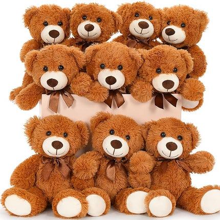 MaoGoLan 30Pcs Bulk Teddy Bears Stuffed Animals Baby Shower, Soft Small Stuffed Teddy Bears in Bulk, 13.5" Cuddly Mini Teddy Bears Centerpiece Baby Shower,Wedding,Party,Birthday(Brown/Gray/Tan)