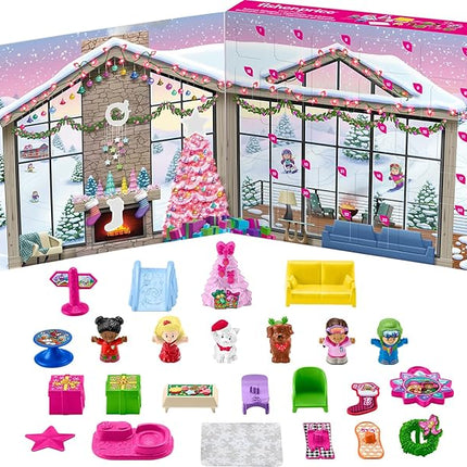 Fisher-Price Little People Barbie Toddler Toy Advent Calendar Playset, 24 Christmas Figures & Pieces for Pretend Play Kids Ages 18+ Months (Amazon Exclusive)