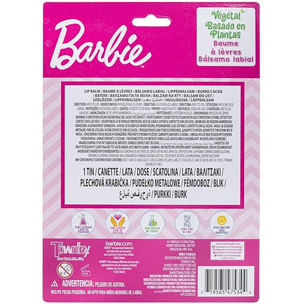 Barbie – Townley Girl Plant Based 4 Pk Swirl Lip Balm with Tin Case Makeup Cosmetic Set for Kids and Girls, Ages 3+, Perfect for Parties, Sleepovers & Makeovers