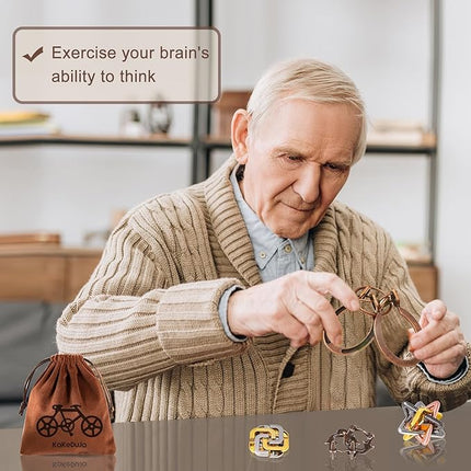 12 PCS Brain Teaser Puzzles Metal Puzzle Logic Metal Puzzle for Adult Lock Puzzles Gift for Adults Teenagers Kids