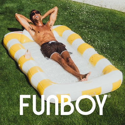 FUNBOY Tanning Pool Lounger Float, XL 72'' x 48'' Pool Float with Custom Pillow and Large Cup Holder, Perfect for Pool or Backyard.