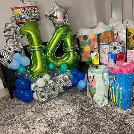 Smlpuame 40 inch Number Balloon 0-9 Green Large Number 100 Balloons,Digital Balloons for Birthday Party Celebration Decorations Supplies, Helium Foil Number Balloons for Wedding Anniversary