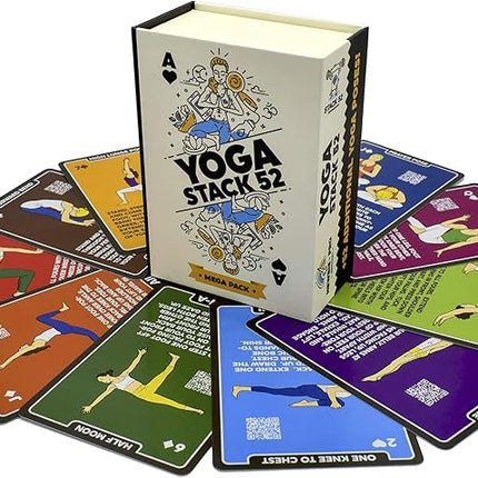 Stack 52 Yoga Exercise Cards: Designed by Certified Yoga Instructor. Video Instructions Included. Beginner to Advanced Poses and Asana Workout Games. Improve Fitness and Flexibility. (Mega Pack)