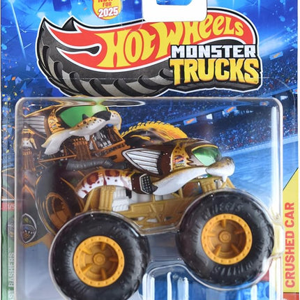 Hot Wheels Monster Trucks Scratch Attack, Beast Bashers 1/5 Includes Crushed Car 1:64 Scale
