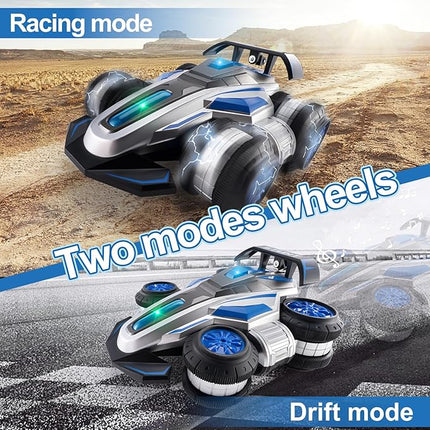 Remote Control car, 2.4 GHz Stunt Car, Upright Walking RC Cars 360° Deformation Rotation, with Lights and Music RC car 4WD High Speed Off Road Toy Presents for 6 7 8 9 10 boy and Girl (Blue)