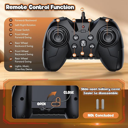 Robot Toy, 8 Wheels Stunt Robot Toys with 2.4Ghz, Auto-Demonstration, 360° Rotation, LED Eyes，Easy Kid-Friendly Controls for Indoor/Outdoor Play, Gifts and Toys for Kids Aged 8-13, Orange