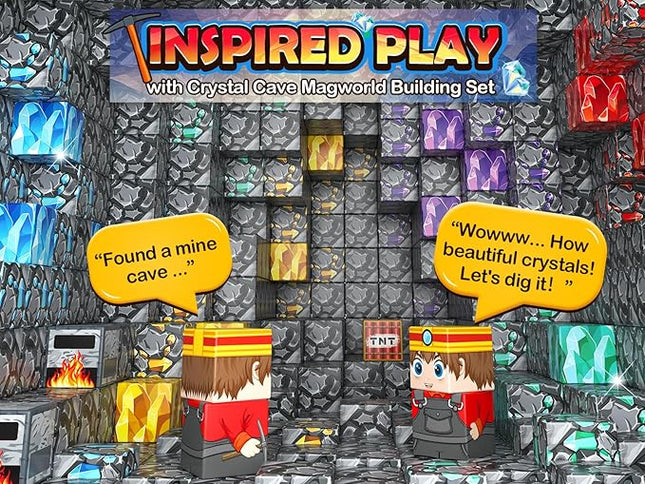 100PCS Magnetic Blocks Building Toys, Gem Cave Adventure Building Craft, Learning Sensory Toys for Boys Girls Age 3-12, Game Gift for Kids Little Gamers (0.8 inch)