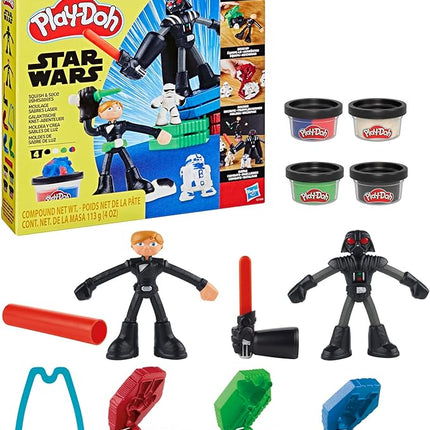 Play-Doh Star Wars Squish & Slice Lightsabers Playset, Bendy 4 Inch Luke Skywalker & Darth Vader Action Figures, Imagination Toys for 4 Year Old Boys & Girls & Up