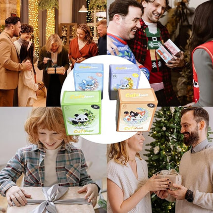 4 Packs Micro Building Block Sets, Cute Animals Micro Set with Flower and Moon, Building Blocks for Adults, Ideal for Collection and Desktop Decoration (Panda Bunny Cat Koala)