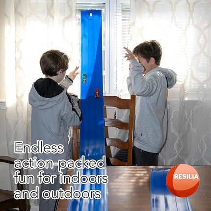 RESILIA Race Car Track Set – Compatible with Diecast Cars Like Hot Wheels & Monster Trucks Fun Toy for Kids & Toddlers, Racing Playset for Adventures, 6.5 Inch Wide x 20 Feet, 3 Lanes, Made in the USA