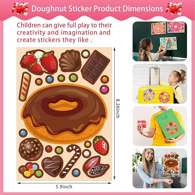 27 Sheets Make a Face Donut Stickers for Kids Make Your Own Dessert Stickers Mix and Match Sweets and Treats Fruit, Donut Themed Birthday Gifts DIY Art Crafts Party Favors Supplies Decorations