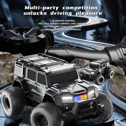 Threeking 1:14 Waterproof Rc Police Cars Amphipious Remote Control Car SUV Truck Indoor Outdoor Toys with Police-Siren Lights for 6 7 8 9 10 11 12 Year Old Kids Boys Girls Gifts Presents