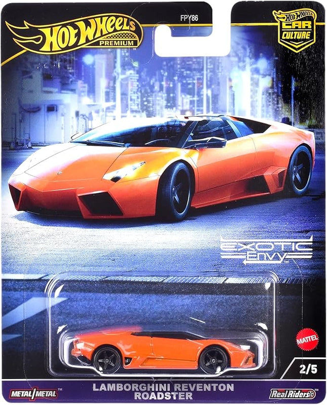Hot Wheels Car Culture 2024 Exotic Envy Complete 5‑Pack | ‘71 Porsche 911, Lamborghini Reventón, BMW M1 Procar, Aston Martin V12 Speedster & McLaren F1 | (FPY86-959G) Die-Cast Vehicles – Ages 3+