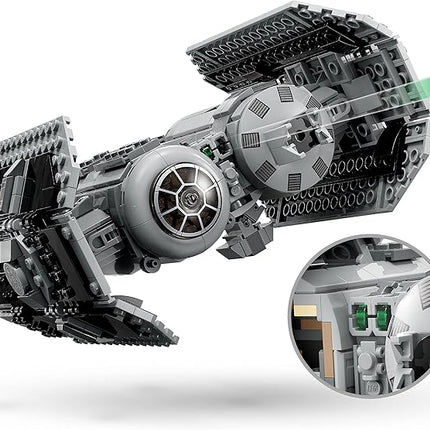 LEGO Star Wars TIE Bomber Model Building Kit, Star Wars Toy Starfighter with Gonk Droid Figure, Darth Vader Minifigure and Lightsaber, Collectible Star Wars Gift for 9 Year Olds, 75347