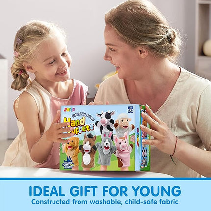 JOYIN 6Pcs Kids Hand Puppet Set with Working Mouth, Toddler Animal Plush Toy Includes Pig, Sheep, Dairy Cow, Dog, Goat, and Horse for Show Theater, Birthday Gifts for Boys Girls, Gifts for Christmas