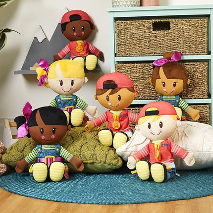 Playskool Dressy Kids Doll with Blonde Hair and Hat, Activity Plush Toy with Zipper, Shoelace, Button, for Kids Ages 2 and Up (Amazon Exclusive)