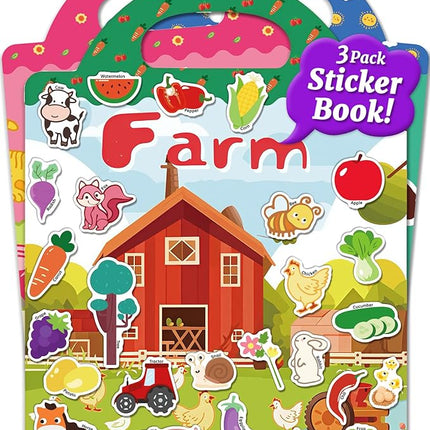 Benresive Reusable Sticker Books for Kids 2-4, Sticker Books for Toddlers 1-3 2-4, Toddler Travel Toys Activities Crafts Gifts - Farm, Animal and Season