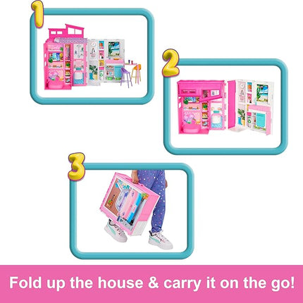 Barbie Dollhouse Playset, Getaway House with 11 Accessories Including 2 Chairs, 4 Play Areas & 360-degree Play