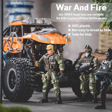 Tuanse 26 Pcs SWAT Team and Military Action Figures Playset With Weapons, Army Toys for Kids Boys Girls