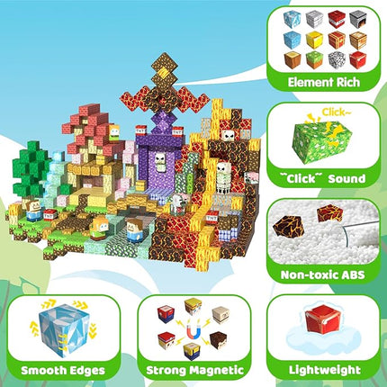 150 PCS Magnetic Blocks, Magnetic Tiles Building Blocks, Magnet Cubes Toddler Kids Toys, Sensory STEM Toys for 3-5 4-6 5-7 6-8 Year Old Boys Girls Christmas Birthday Gifts