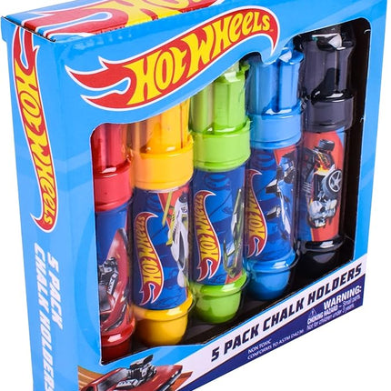 Sunny Days Entertainment Hot Wheels™ Jumbo Chalk Holders | 5 Chalk Sticks with Holders for Kids | Sidewalk Chalk for Toddlers