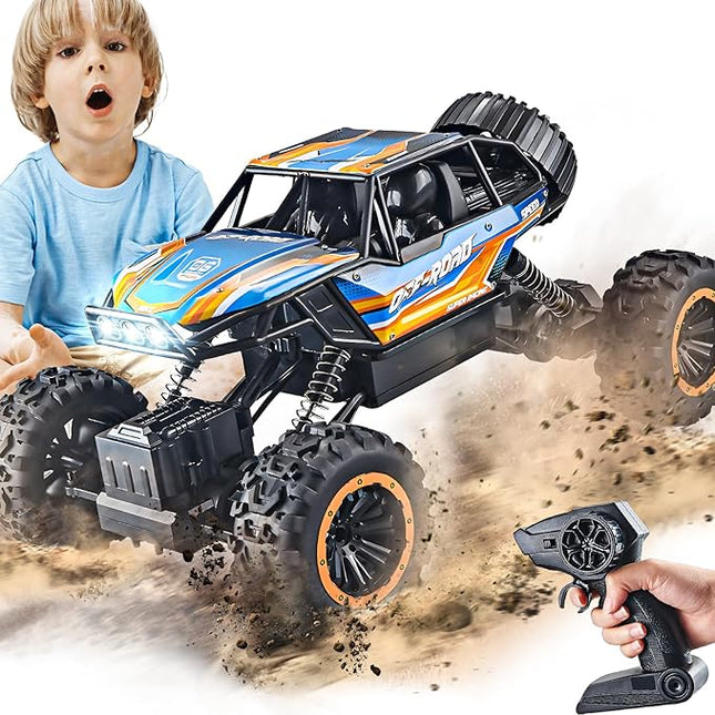 BEZGAR Monster Truck Toys - Remote Control Monster Truck with Light, RC Crawler for Adults, 1:12 Scale RC Truck with 45° Climbing, Remote Control Car for Boys