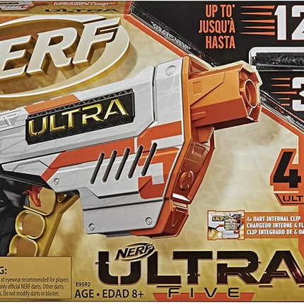 Nerf Ultra Five Blaster - 4-Dart Internal Clip, 4 Ultra Darts, Dart Storage - Compatible Only Ultra Darts