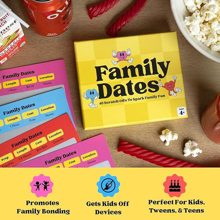 Family Dates 40 Scratch Off Cards – Fun Activities & Date Night Ideas for Kids and Parents – Adventure Card Game for Families – Unique Gift for Family Nights, Holidays, or Birthdays