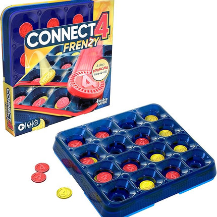 Connect 4 Frenzy Game | Bounce Discs 4 The Win | Family Party Games for Kids, Teens, and Adults | Ages 8+ | 2 to 6 Players | 10 Mins. | Portable Games