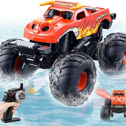 Waterproof Monster Truck Toys 1:16 Amphibious Remote Control Car All Terrain Off-Road Pickup Truck 4WD RC Cars Toys for 8 9 10 11 12 Year Old Boys Girls Gifts