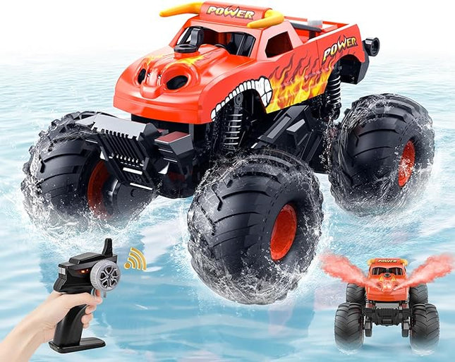 Waterproof Monster Truck Toys 1:16 Amphibious Remote Control Car All Terrain Off-Road Pickup Truck 4WD RC Cars Toys for 8 9 10 11 12 Year Old Boys Girls Gifts