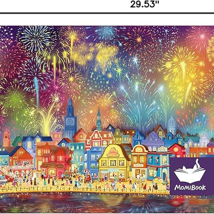 MOMIBOOK Puzzles for Adults 1000 Pieces Jigsaw Puzzles of Fireworks are Gorgeous, Luminous Painting Image Difficult Challenging Hard Impossible Puzzle Unique Funny Party Christmas Birthday Gifts