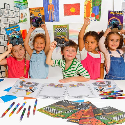 BenLouis 24 Pcs Monster Truck Mini Coloring Books Kids Monster Car Party Favors Small Activity Books Bulk for Kids Monster Truck Birthday Goodie Bags Stuffers Return Gifts Classroom Travel