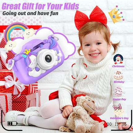 Upgrade Kids Camera, Christmas Birthday Gifts for Girls Boys, 1080P HD Selfie Digital Video Camera for Toddlers, Cute Portable Little Girls Boys Gifts Toys for 3 4 5 6 7 8 9 Years Old