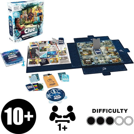 Clue Advent Calendar: Secrets Under Snowfall | 24 Days | Family Mystery Games | with 6 Winter-Themed Tokens and Surprise | Ages 10+ | 1+ Players