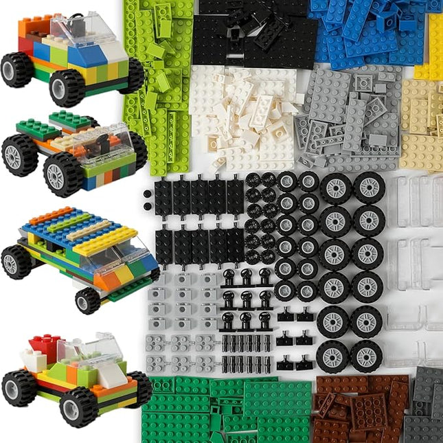 450pcs Wheels and Axles Set, Including Wheels, Windshield, Traffic Light, Vehicle & Truck Parts, Classic Pieces & Accessories, Compatible with Classic Brick Toys