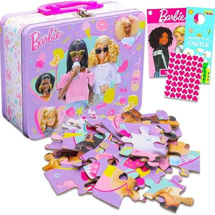 Barbie Lunch Box Puzzle Bundle - Lunchbox with 48 Piece Puzzle, Tattoos, Stickers & More | School Supplies Set for Girls