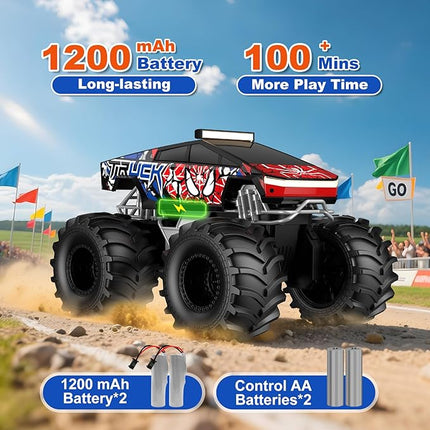 Remote Control Car, Amphibious Monster Truck Toys for Boys RC Cars, 2.4 GHz Waterproof RC Trucks, 1:18 4WD All Terrain Off-Road Pickup, Cool Christmas Birthday Ideas Gifts for Kids 6+ Year Old