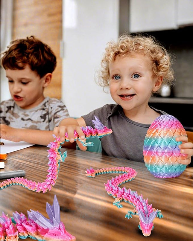 12 Inch 3D Printed Dragon - Mystery Surprise Egg with Flexible Articulated Dragon Inside, Cool Dragons Toys for Boys Kids Age 5-7
